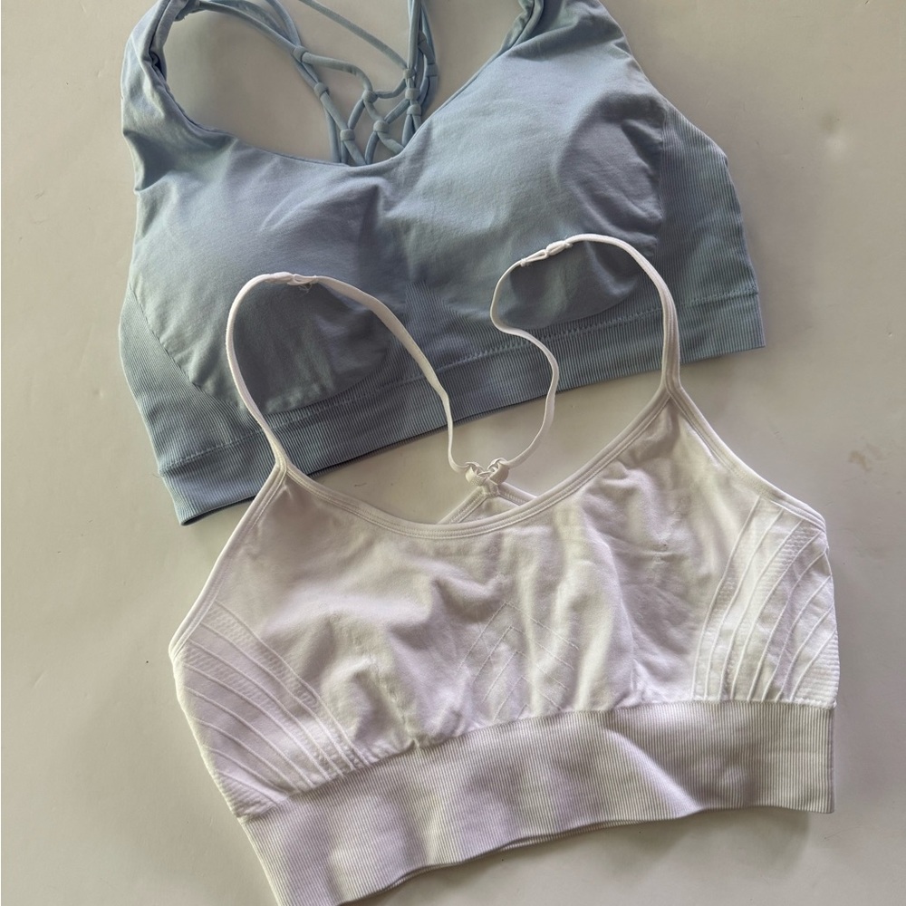 Women's Blue and White Bralette Set